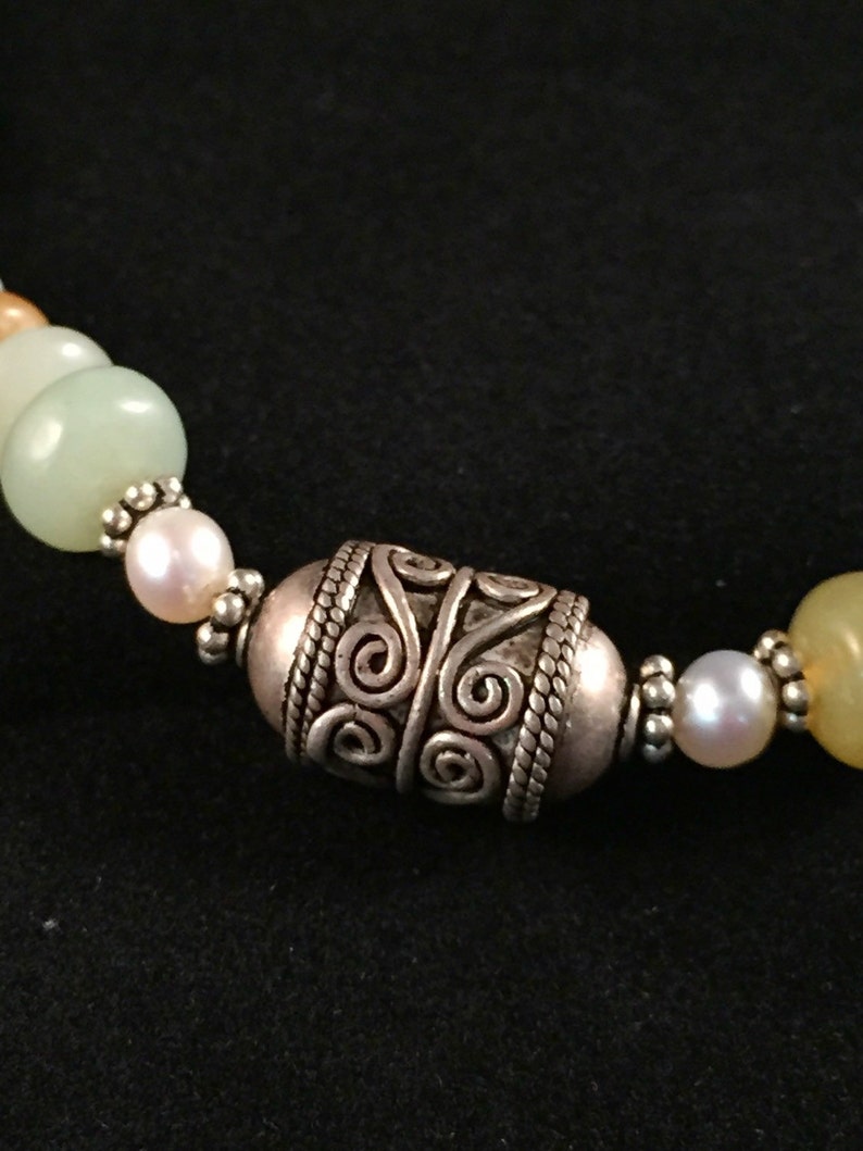 Aventurine Dreams Riche Bali et argent sterling et collier de perles daventurine et de perles image 4