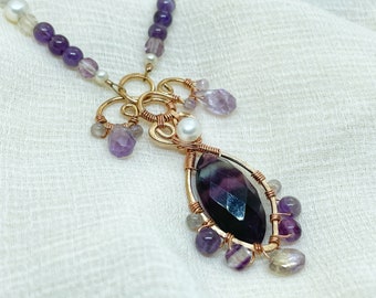 Scepter- Wire Wrapped Fluorite Gemstone Necklace