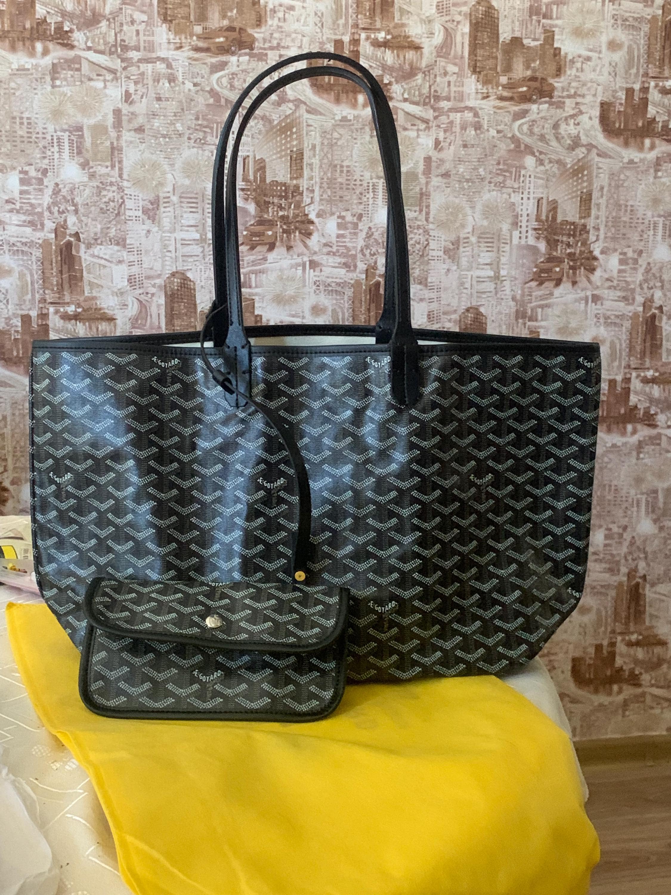Vintage black Designer Women's Bag Goyardine model, PM