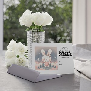 Urocze kartki świąteczne z króliczkiem, słodkie sny, kartki z życzeniami, jednostronny nadruk, Boże Narodzenie, Walentynki, Baby Shower