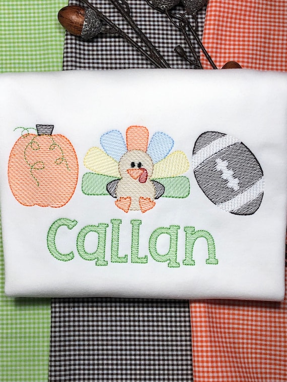 Pumpkin Turkey Football Monogrammed Shirt, Fall Football Shirt, Fall Turkey Shirt, Shirt and Shorts Set, Shirt and Pants Set, Boys Football