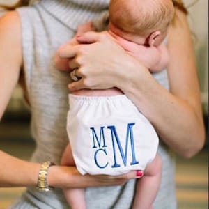 Boy&#39;s Monogrammed Diaper Cover, Monogrammed Bloomers for Boys, Newborn Pictures, Boys Shower Gift