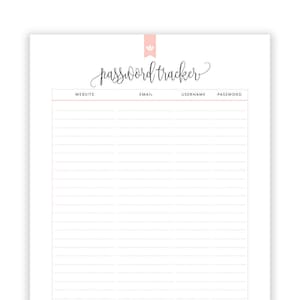 Password Tracker Printable, Password Keeper, Password Book Organizer, Password Log