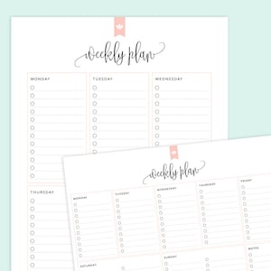 Weekly Planner Printable, Weekly Schedule, Weekly Agenda Plan PDF image 1