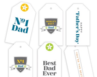 Father's Day Gift Tag Printable, Fathers Day Gift Tags, Father's Day DIY Gift Labels, Fathers Day Stickers