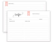 Recipe Cards Printable, Bridal Shower Recipe Card, 6x4 Recipe Card, DIY Recipe Card, 5x7 Recipe Card, Kitchen Cookbook, INSTANT DOWNLOAD