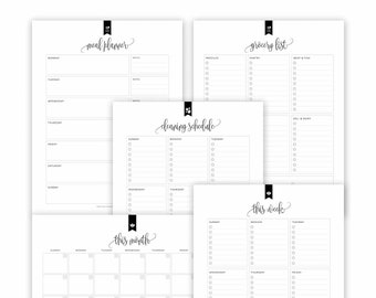 Command Centre Bundle, Organizing Printables, Meal Planner, Grocery List, Weekly Planner, Monthly Planner, Cleaning Schedule, PDF (Kelly)