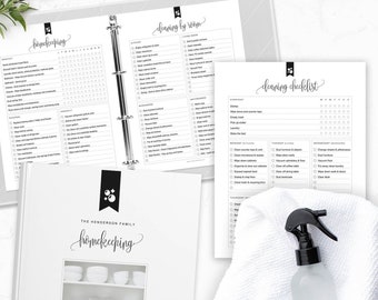 Cleaning Binder Kit Printable, Editable Cleaning Checklist Printable, Cleaning Schedule, Home Cleaning List, Home Binder, INSTANT DOWNLOAD