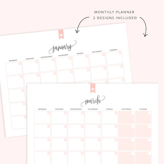 Printable Calendar, Undated Calendar Printable, Monthly Planner Printable, Perpetual  Calendar, Month at a Glance, INSTANT DOWNLOAD - Etsy