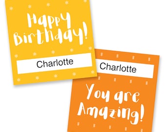 Printable Happy Birthday Gift Tags, Custom Birthday Gift Tags, Personalized Rainbow Birthday Tags, Birthday Stickers