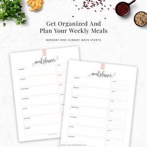 Meal Planner & Grocery List Printable, Menu Plan Printable, Shopping List, Family Meal Plan PDF Taylor image 2