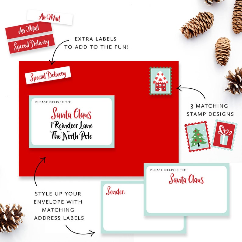 Letter To Santa Printable Set Santa Letter Printable Etsy