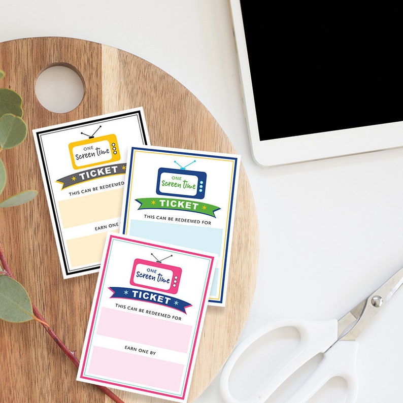screen time printable screen time ticket technology tickets etsy