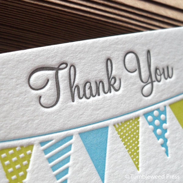Letterpress Thank You Notes - Bunting
