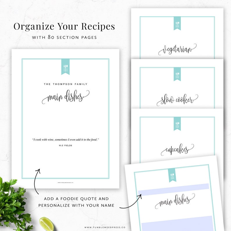 Recipe Binder Printable Kit Recipe Binder Template Editable Etsy