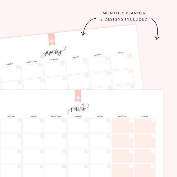 Large Printable Calendar, Undated Calendar Printable, Monthly Planner, Perpetual  Calendar, Month at a Glance, 11x17 INSTANT DOWNLOAD - Etsy