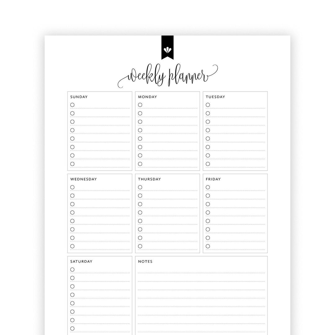 Weekly Planner Printable Printable Weekly Timetable Weekly - Etsy