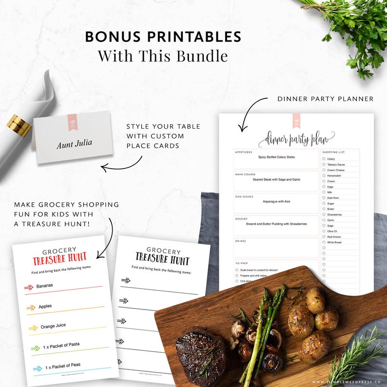 Meal Planning Printable BUNDLE, Editable Meal Planner, Recipe Binder Kit Printable, Grocery List, Recipe Book, Recipe Template, Meal Prep image 10