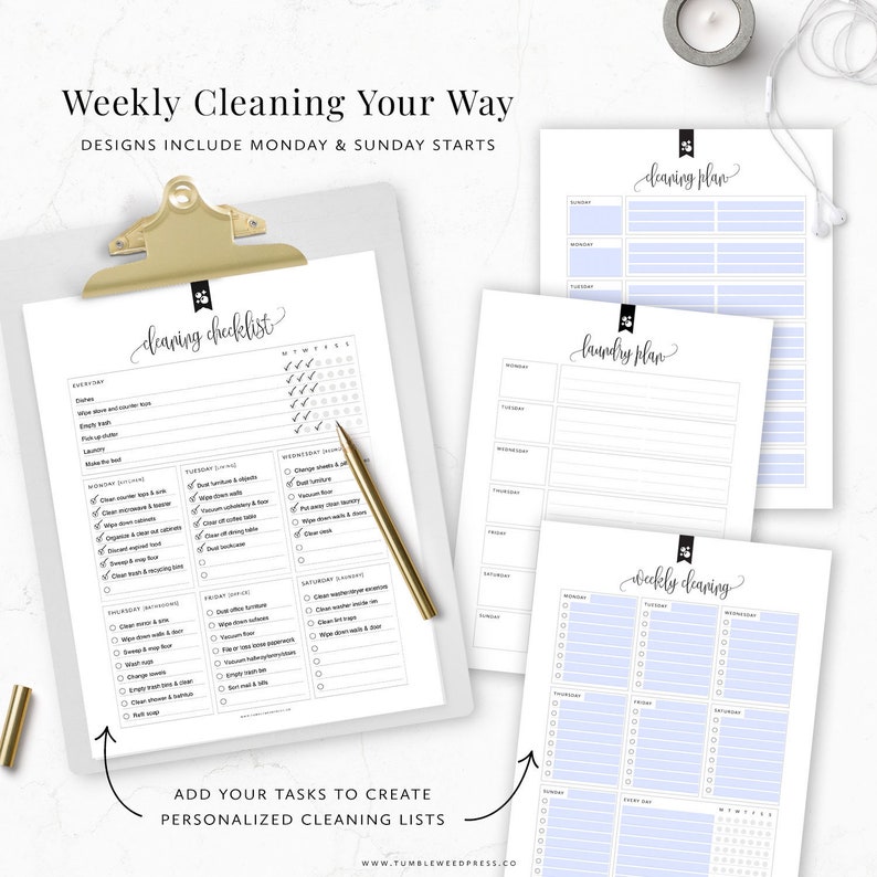 Cleaning Binder Kit Printable Editable Cleaning Checklist - Etsy