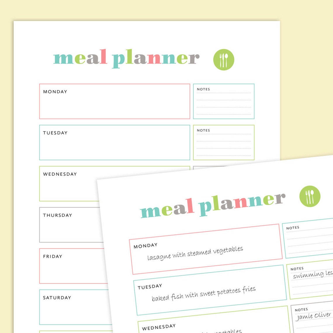 Meal Planner & Grocery List Printable Meal Plan Printable - Etsy