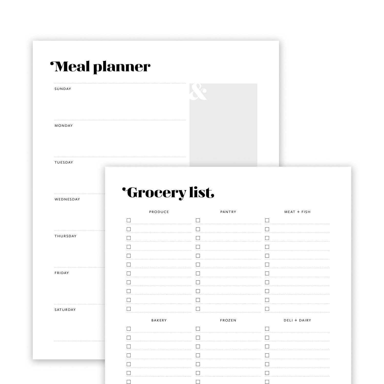 Meal Planner & Grocery List Printable, Menu Planner Printable, Shopping