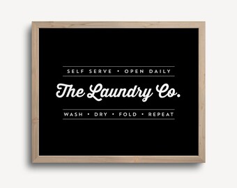 The Laundry Co Printable Wall Art, Laundry Room Sign, Laundry Poster, Laundry Artwork, Laundry Room Decor (#01B)