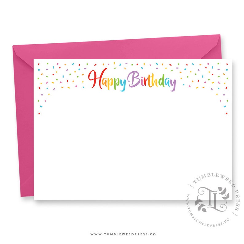 Rainbow Happy Birthday Note Printable, Rainbow Birthday Printable Card, Birthday Card Template