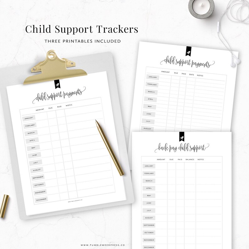 Child Support Payment Tracker Printable Child Support - Etsy