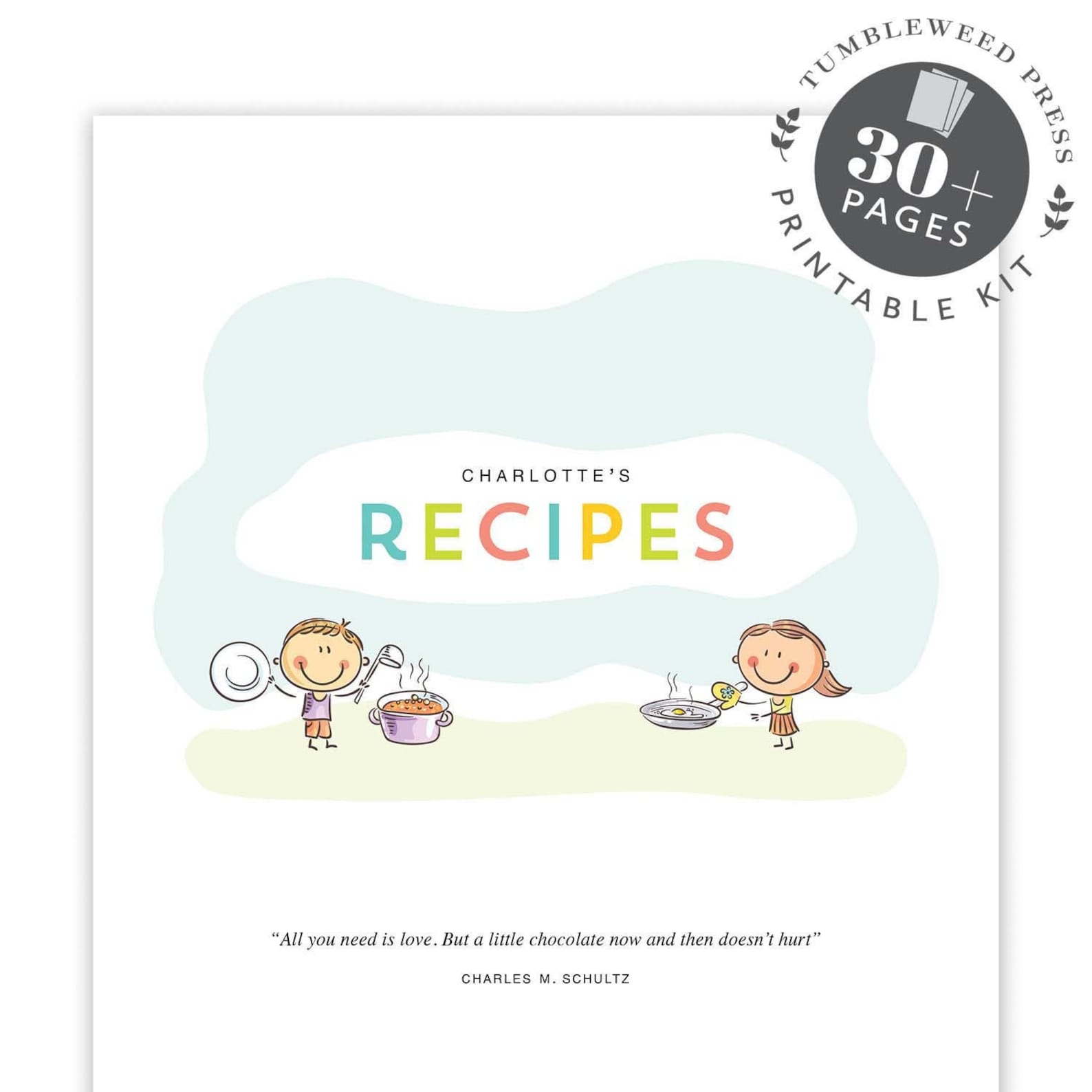Kids Recipe Binder Kit Printable, Kids Recipe Book, Fillable Recipe ...