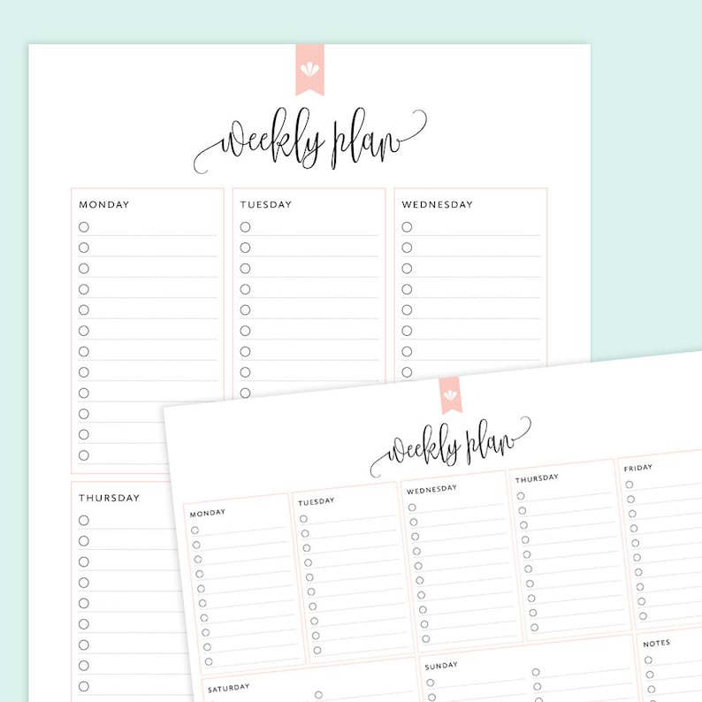 Weekly Planner Printable, Weekly Schedule, Weekly Agenda Plan PDF image 1