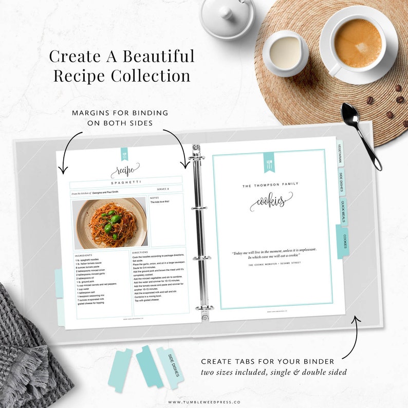 Download Recipe Binder Printable Kit Blank Recipe Book Editable | Etsy