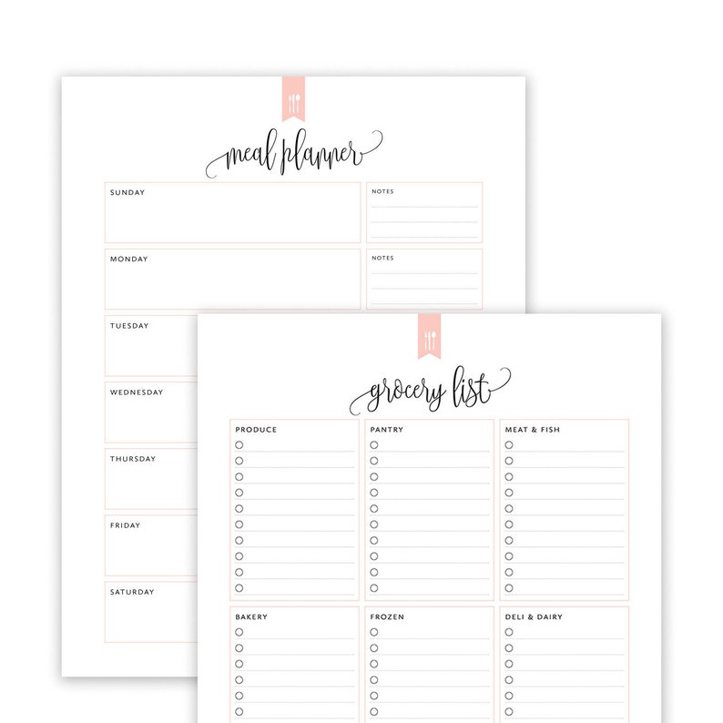 Meal Planner & Grocery List Printable, Menu Plan Printable, Shopping List, Family Meal Plan PDF Taylor image 1