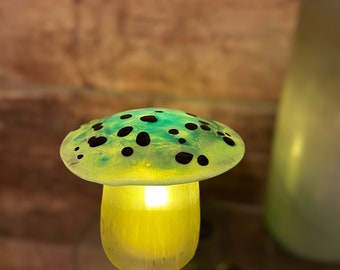 glass mushroom tea light holder
