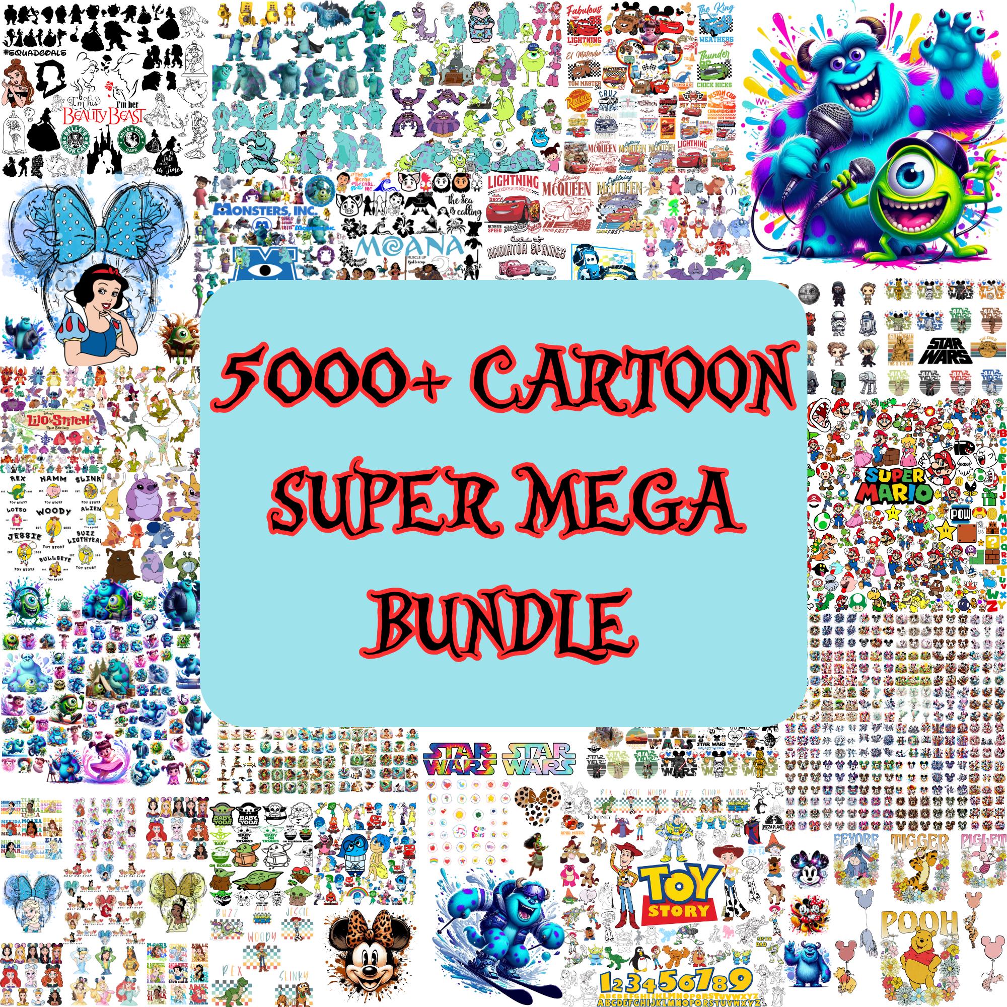 Super Mega Disney Bundle - 5000+ PNG SVG DTF Designs | Mickey, Minnie, Princess, Pixar & More | Digital Download for Sublimation Printing