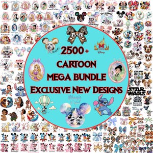 Disney 2500+ Mega Bundle, Myszka Miki, Minnie, Potwory i spółka, Stitch, Star Wars PNG, Głowa Myszki Miki PNG, Uroczy pakiet clipartów z kreskówek, Minnie Clipart