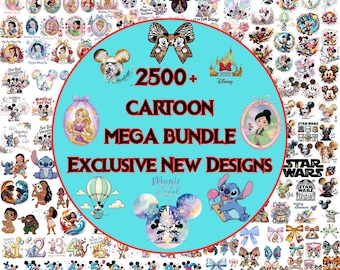 2500+ Disney Inspired Mega SVG PNG Bundle, Digital Download for Cricut, Sublimation, Mickey Minnie Princess Clipart Pack, Super Mega Bundle