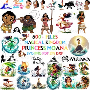 Moana SVG Bundle, Princess Moana Svg Files for Cricut, Disney Baby Moana Png, Princess Svg, Birthday Girl Svg Cut Files,Disney Moana Clipart