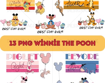 Vintage Winnie The Pooh PNG Clipart-paket (digital nedladdning)