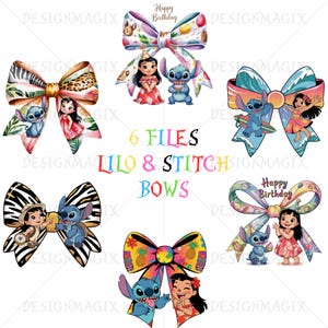 Lilo and Stitch Bow png, Disney Bow PNG, Lilo and Stitch Clipart, Stitch png, Disney Stitch png bundle, Magical Cartoon png, Digital Files