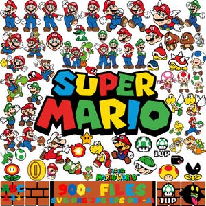 1000+ Super Mario SVG Bundle for Cricut and Sublimation, Mario Cut Files, Mario Clipart, Super Mario Font, Mario PNG, Printable Mario