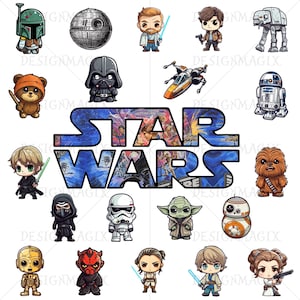 Star Wars PNG Clipart Bundle | Classic Star Wars Characters PNG Bundle | Disneyland Star Wars | Starwars Clipart | Instant Digital Download