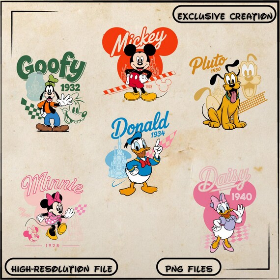 Retro Mickey and Friends Clipart Bundle (PNG)