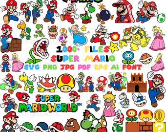 Super Mario SVG-bundel: Mario, Luigi gesneden bestanden voor Cricut, silhouet (digitale download)