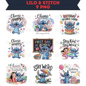 Ohana Means Family Png Bundle | Disney Stitch Png | Family Vacation Png | Llio and Stitch Clipart | Magical Kingdom Png, Friend Squad Png