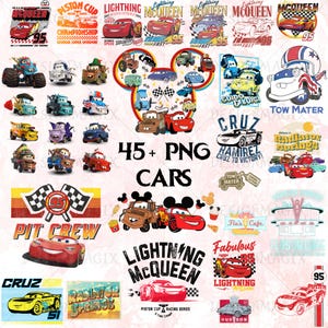 Cars PNG Bundle, Lightning McQueen SVG, Tow Mater Clipart, Cars Birthday Bundle, Instant Download, Cars Characters Png, SVG Files for Cricut