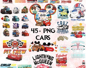 Cars PNG Bundle, Lightning McQueen SVG, Tow Mater Clipart, Cars Birthday Bundle, Instant Download, Cars Characters Png, SVG Files for Cricut