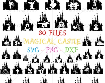Disney Castle SVG-bundel, familievakantie clipart (digitale download)