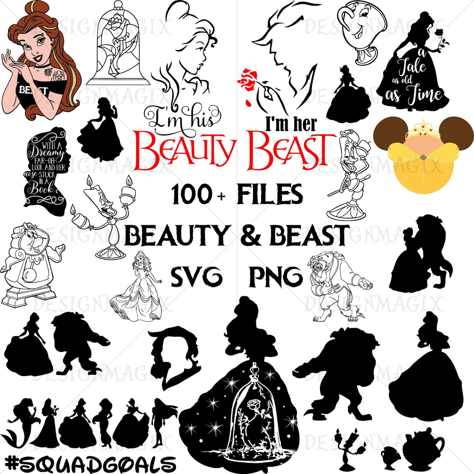 Princess Belle Clipart Bundle: Beauty and the Beast SVG PNG (digital ...