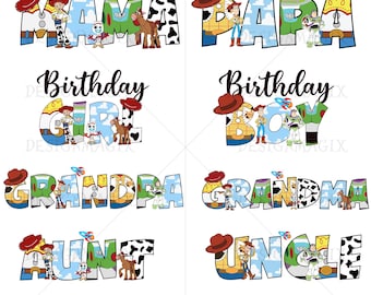 Toy Story Family Birthday PNG Bundle – Disney Pixar Digital Download