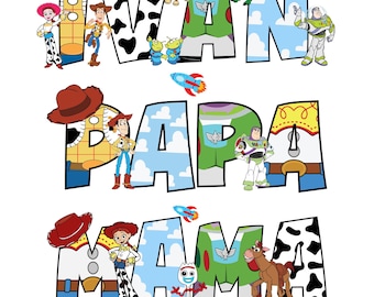 Toy Story Family PNG Bundle - Papa Mama Boy Girl PNG, Disney Pixar Digital Download, Cute Cartoon Png Design, Birthday Matching Family Png